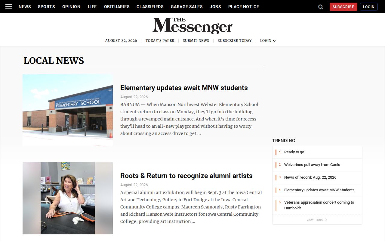 Fort Dodge Messenger regional local news covering Sac County arrests and courts