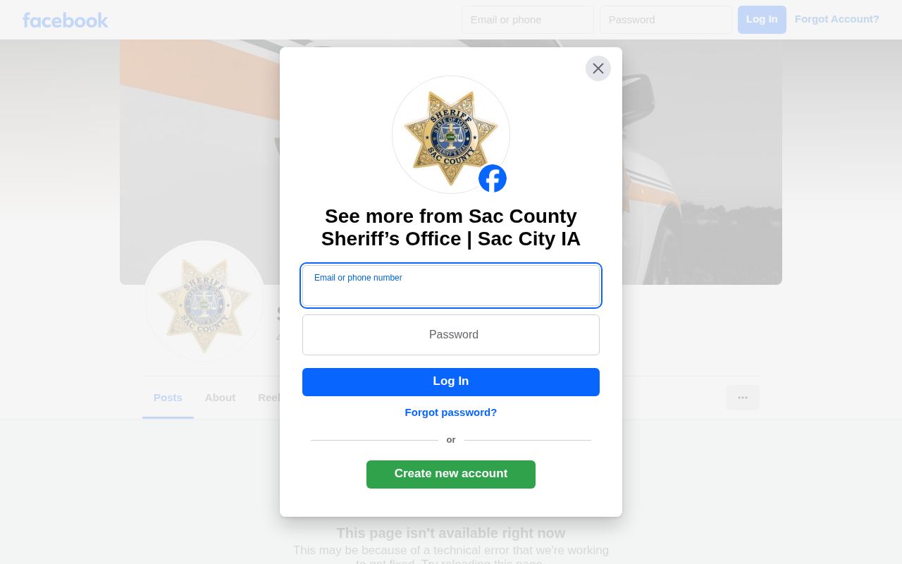Sac County Sheriff official social page for warrant and public-safety notices