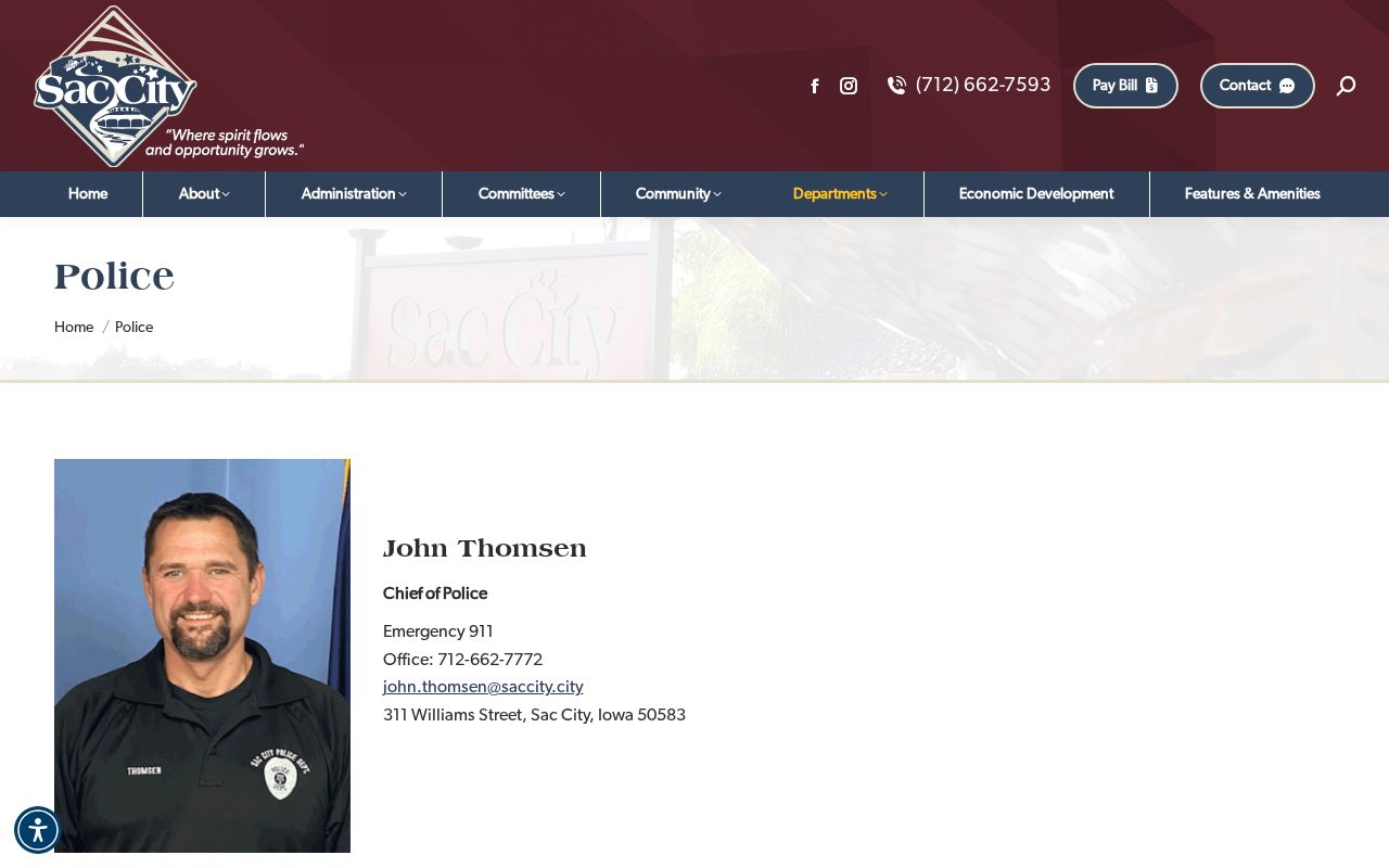 Sac City Police official arrest-record contact page in Sac County